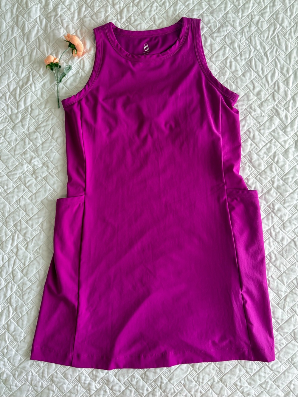 Lou & Grey Pink Sleeveless Active Dress with Pockets & Built in Sports Bra M